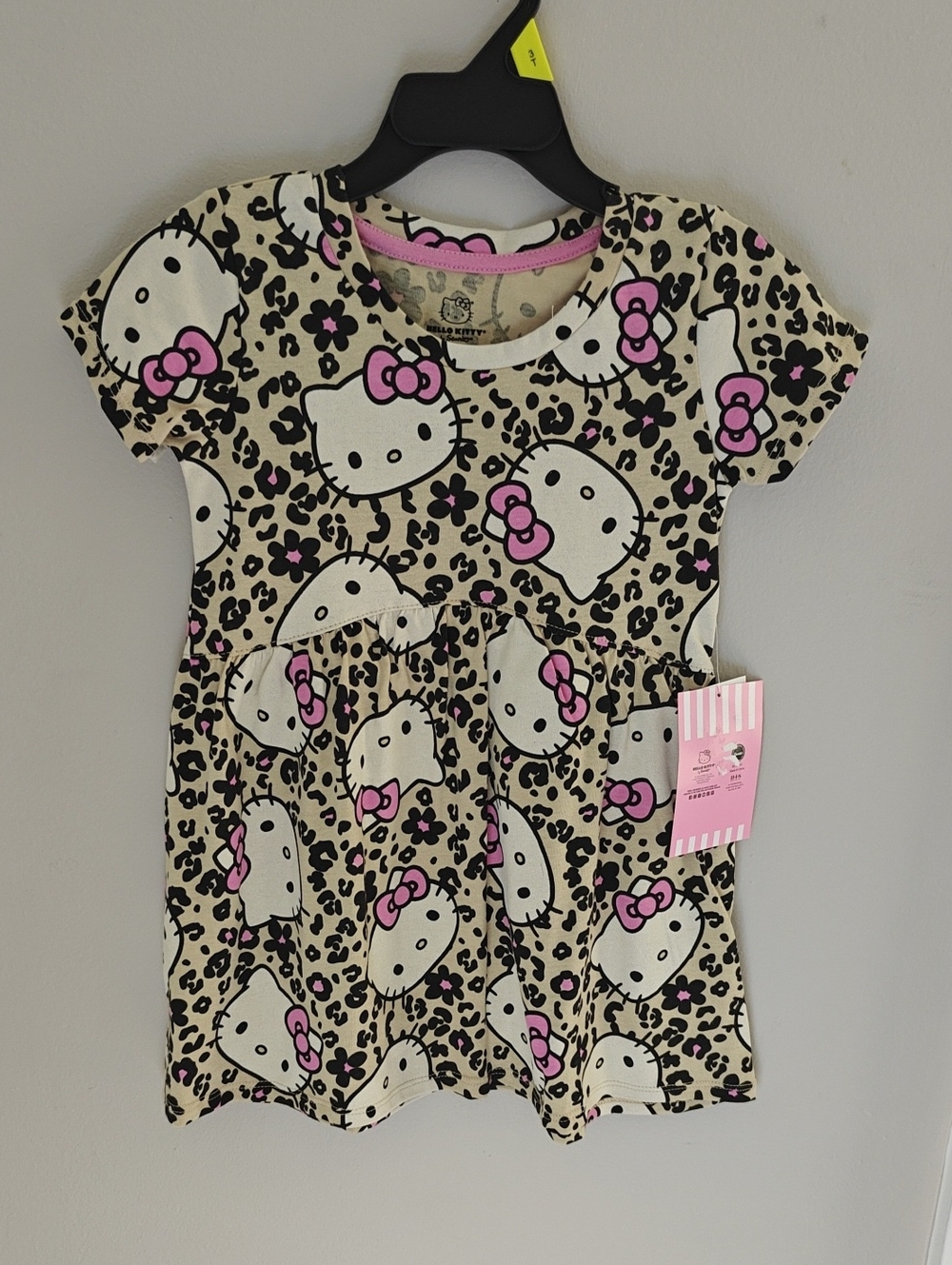 Hello Kitty Beige & Pink Short Sleeve Printed Tee Dress